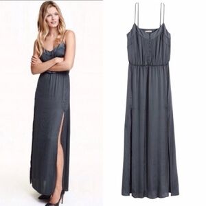 H&M Charcoal Gray Spaghetti Strap Maxi Dress